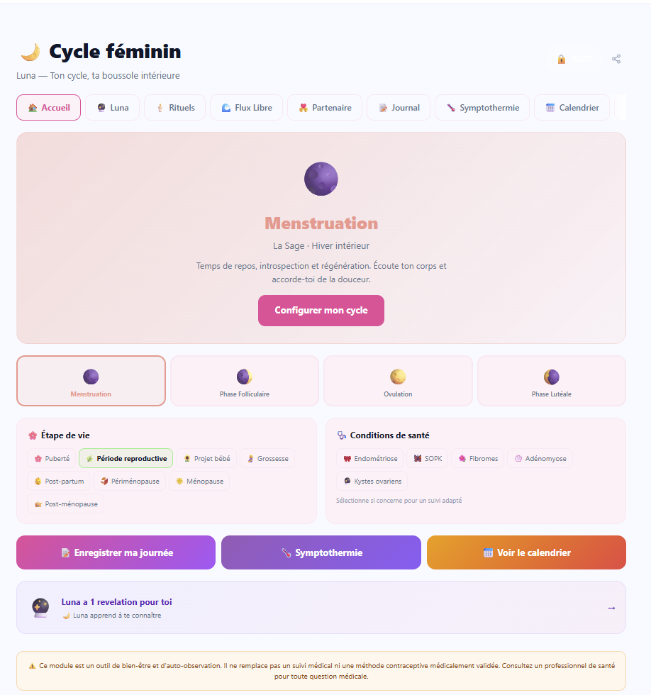 Suivi du cycle feminin Armonitia