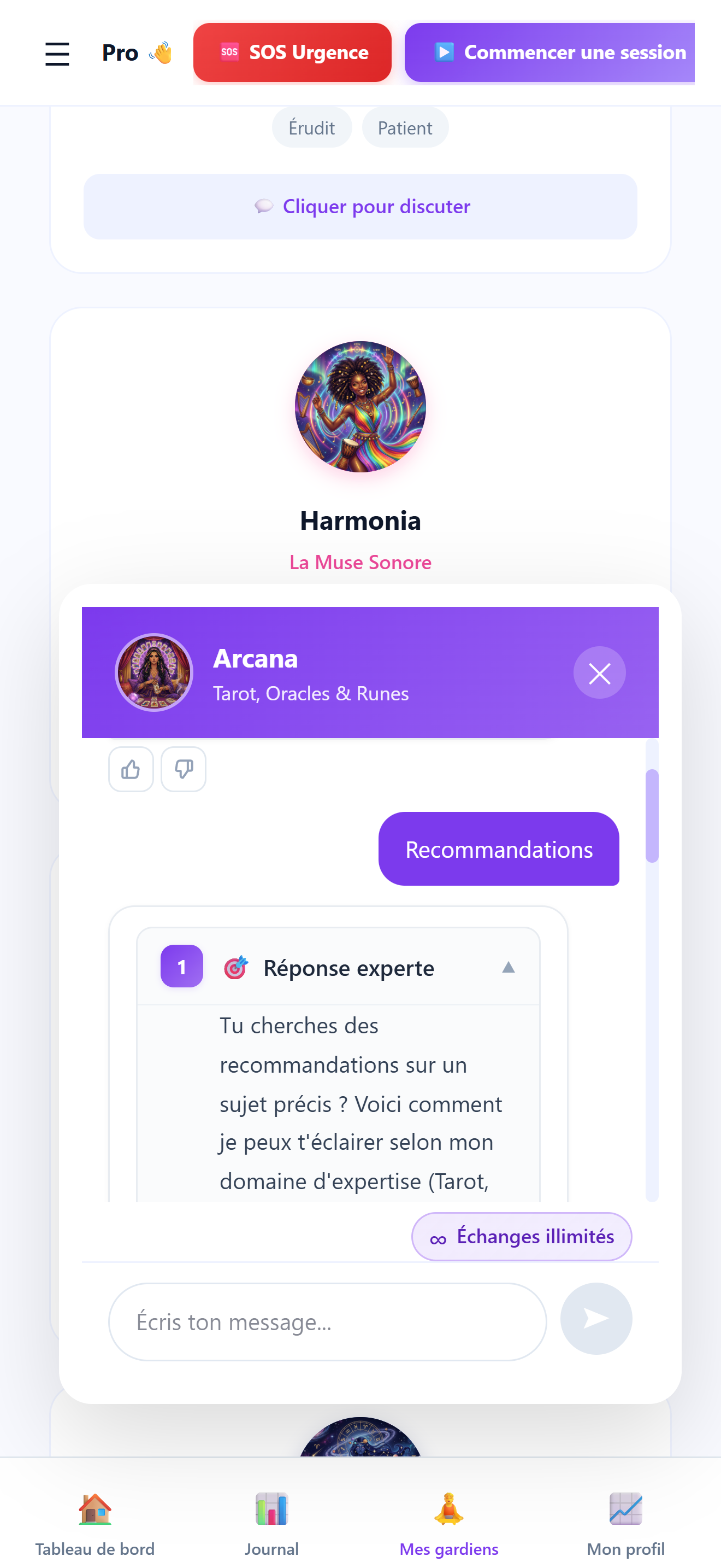 Chat avec un gardien Armonitia sur mobile