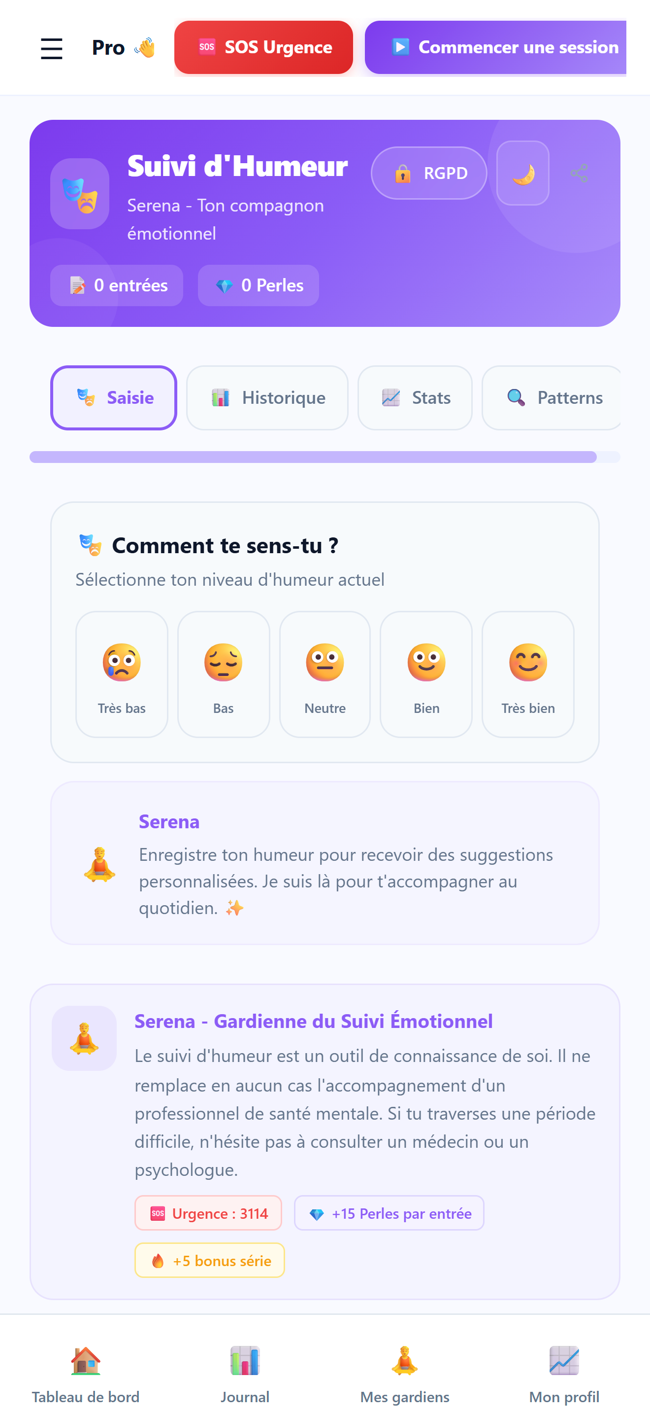 Suivi d'humeur Armonitia sur mobile