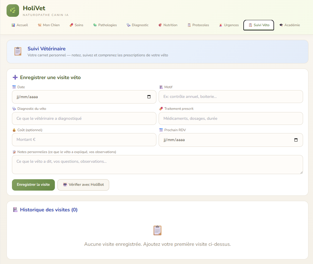 Suivi veterinaire HoliVet